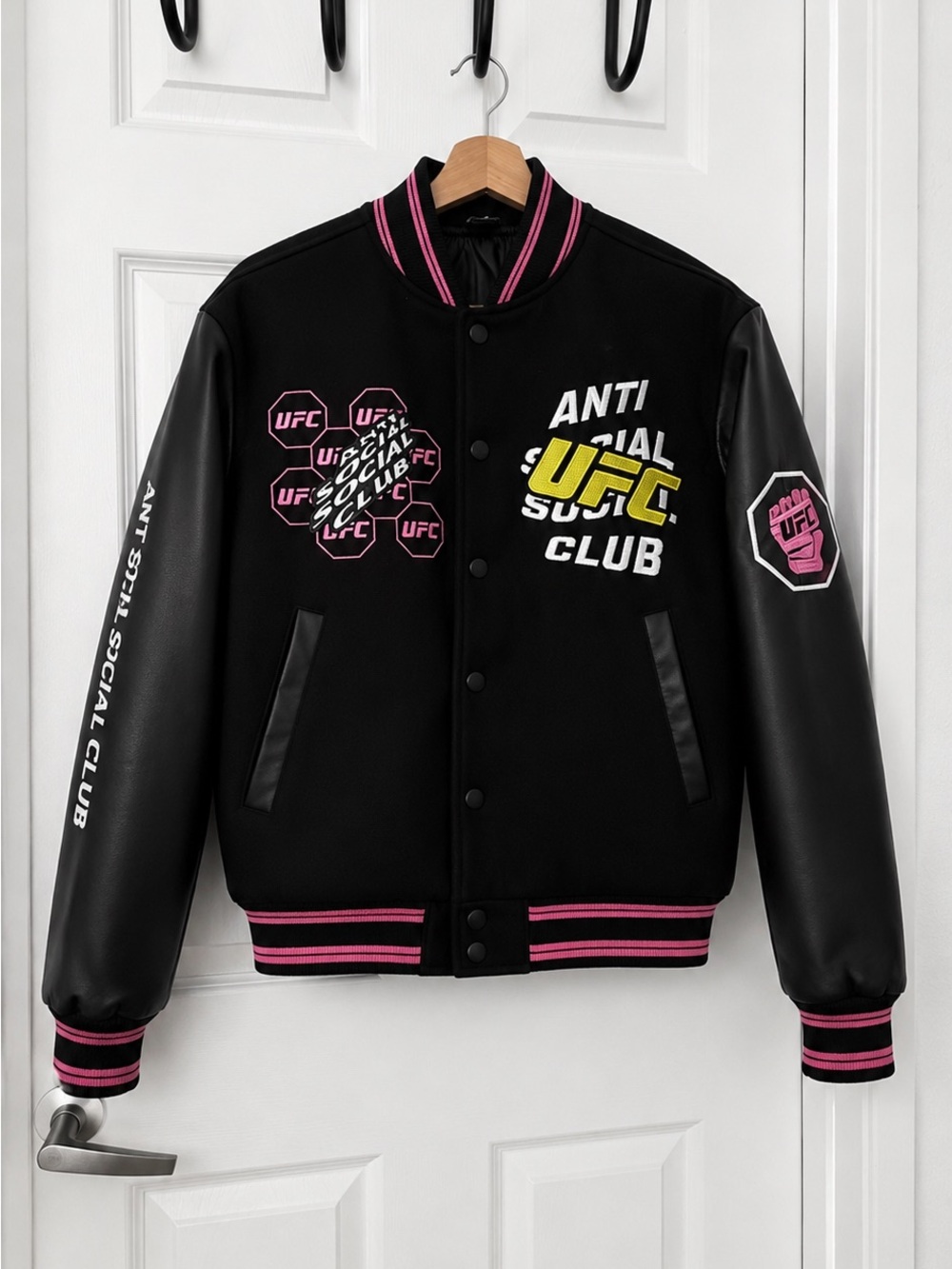 Anti Social Social Club Black Bomber Jacket with White Logo